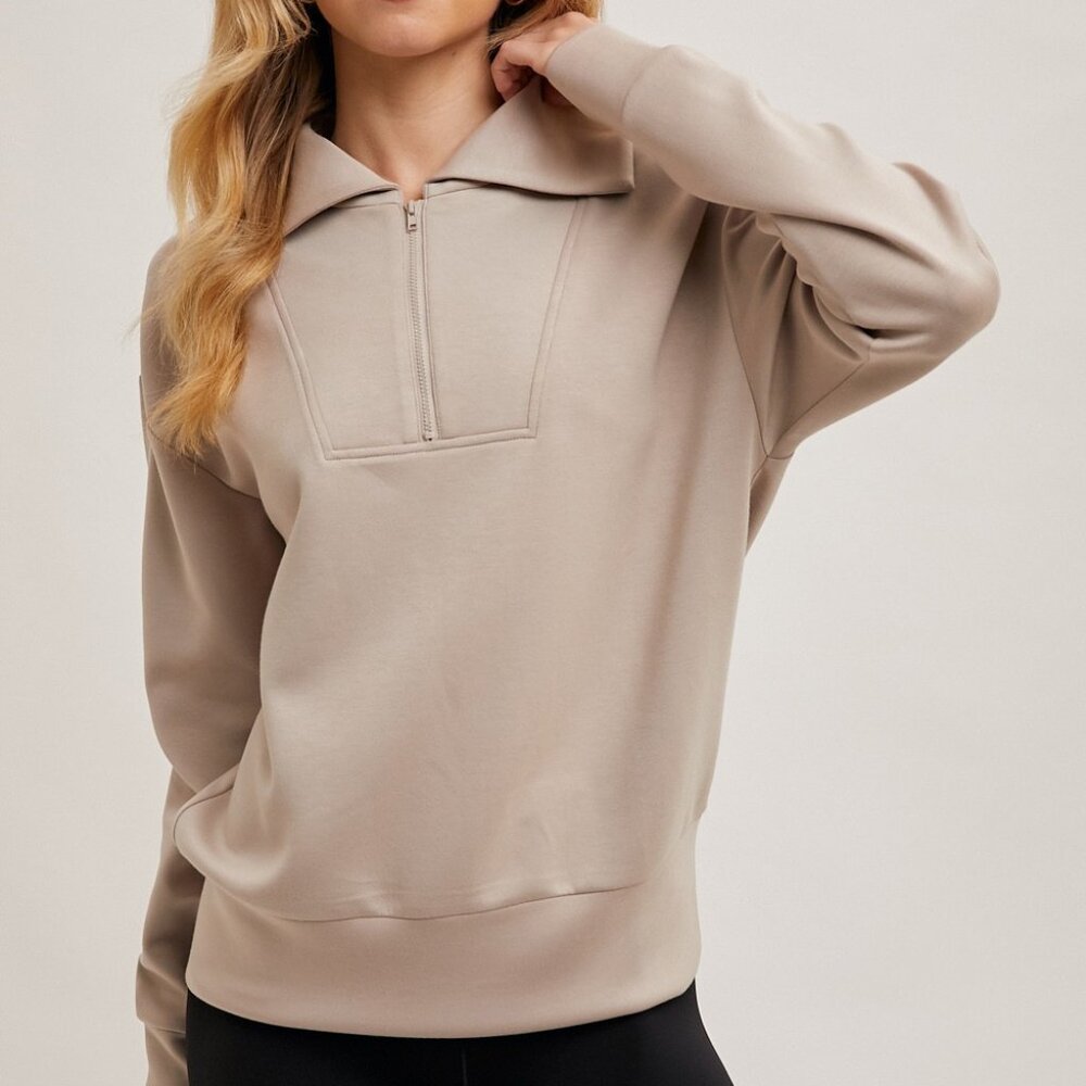 Half Zip Front Knit Sweatshirt